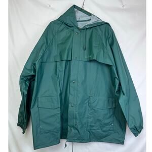 Gander Mountain Men's Size 2XL Green Long Sleeve Hooded Zip/Snap Up Rain Jacket